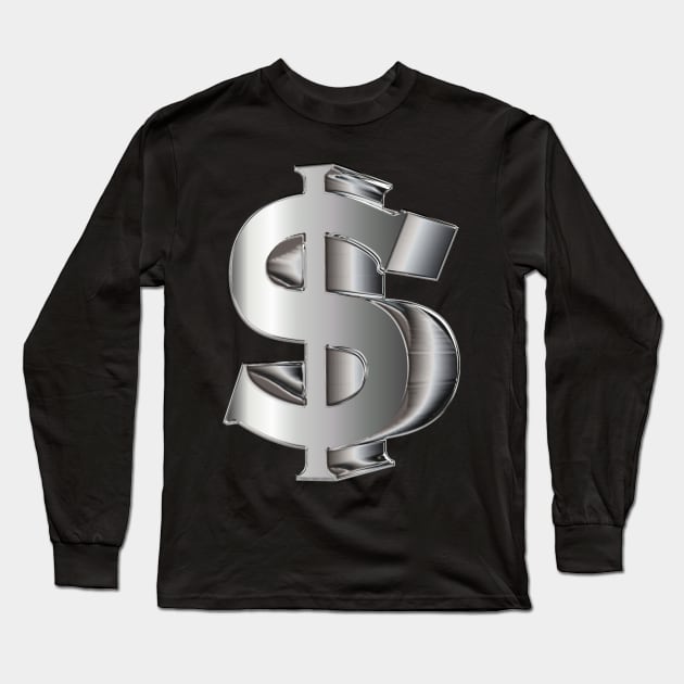 Dollarsign in 3D silver Long Sleeve T-Shirt by robelf